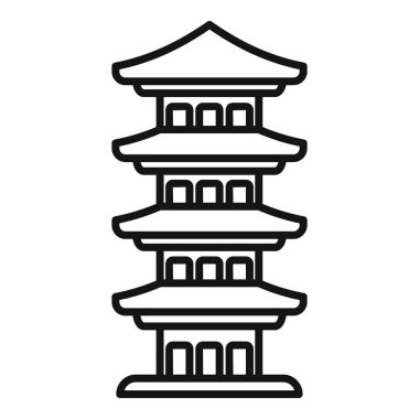 Bir pagoda 'nın çizgi sanat simgesi, maneviyatı ve geleneksel Japon mimarisini simgeliyor.