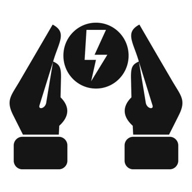 Bir yıldırımı koruyan siyah beyaz logo.