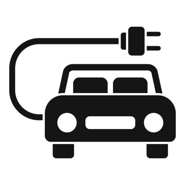 Elektrikli arabanın siyah simgesi, sürdürülebilir ulaşımı temsil ediyor.