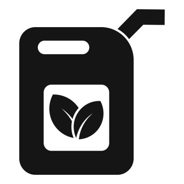 Çevre dostu yakıtı temsil eden bir biyo-yakıt kutusunun siyah simgesi