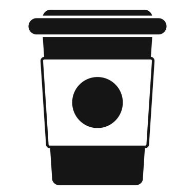 Boş yuvarlak etiketli tek kullanımlık kahve fincanının sade siyah beyaz çizimi, marka tasarımlarınızı sergilemek için mükemmel.