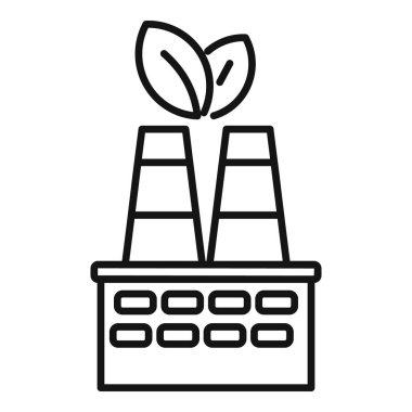 Bu ikon, bacalarından yapraklar saçan çevre dostu bir fabrika binasını temsil ediyor.