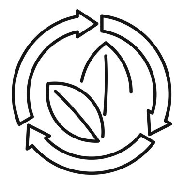 Yapraklar ve dönen oklarla geri dönüşümü gösteren dairesel ekonomi kavramı