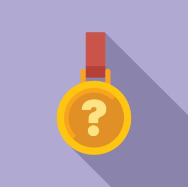 Kırmızı kurdelede asılı bir soru işareti olan altın madalya, zafere veya başarıya ulaşmada belirsizliği temsil ediyor.