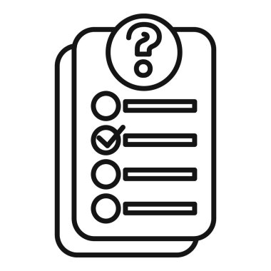 Soru işaretli bir listenin basit siyah beyaz simgesi, belirsizliği simgeliyor veya cevaplanmamış bir soruyu