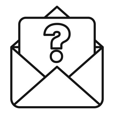 Soru işareti içeren açık bir zarfın minimalist simgesi, belirsizliği veya bilgi talebini simgeler