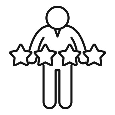 İş adamı, müşteri memnuniyetini temsil eden beş yıldız taşıyor.