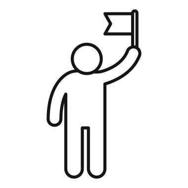 İş adamı elinde bir bayrak tutuyor. İş dünyasında bir başarı ve zaferin sembolü.