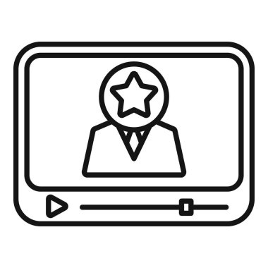 Başında yıldız sembolü olan bir iş adamını gösteren bir video oynatıcının satır simgesi, en iyi çalışan konsepti