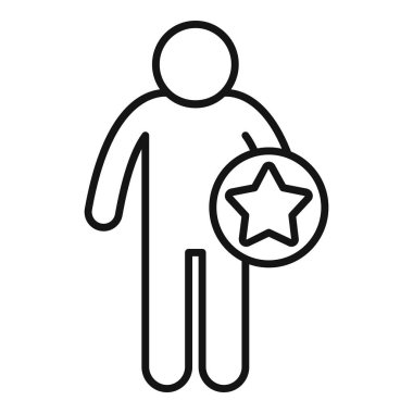 En iyi çalışan kavramını temsil eden, elinde yıldız tutan bir kişinin çizgi simgesi