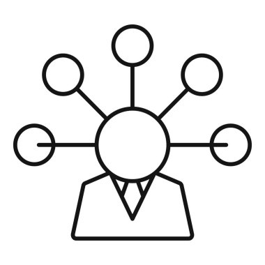 Çoklu görev süreçlerini yöneten bir iş adamının basit simgesi, proje yönetimi veya verimlilik gibi konular için mükemmel