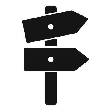 Karşıt yönleri gösteren iki oklu işaret direğinin siyah simgesi