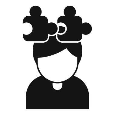 Adam çok düşünüyor, bulmaca parçalarıyla temsil edilen bir sorunu çözmeye çalışıyor.