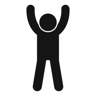 Black silhouette of a person raising arms in celebration clipart