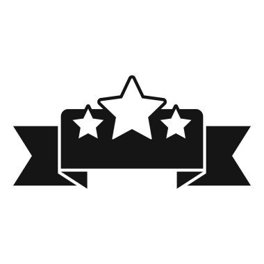 Siyah kurdele üzerinde üç yıldızlı yüksek kaliteli bir ürün veya servisi temsil eden basit bir simge