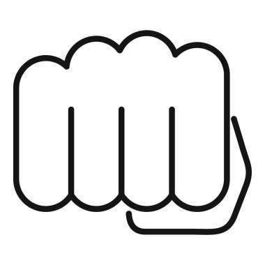 Dövüş, boks ya da öfke kavramları için yumruğunu sıkarak basit bir çizgi çizimi.