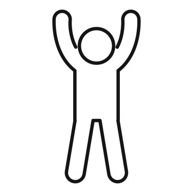 Kutlama için kollarını kaldıran bir kişinin çizgi çizimi.