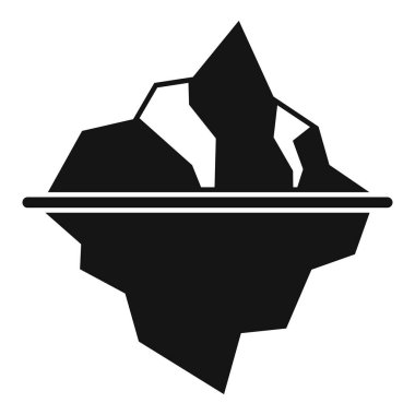 Su üzerinde sadece küçük bir ucu görünen bir buzdağının siyah beyaz simgesi