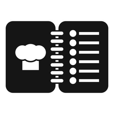 Aşçı şapkalı açık yemek kitabı yemek pişirmek için lezzetli tarifler koleksiyonunu temsil ediyor.