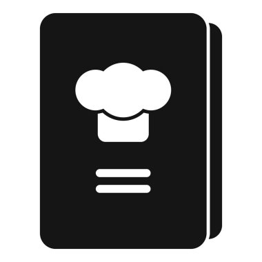Yemek tarifleri koleksiyonunu temsil eden siyah ve beyaz yemek kitabı ikonu