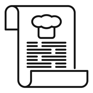 Lokanta menüsünün siyah-beyaz simgesi. Şef şapkası logosu var. Lezzetli mutfağı gösteriyor.