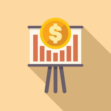 Büyüyen bar çizelgesi ve dolar parasını gösteren bir sunum tahtası tasviri, iş başarısı kavramı