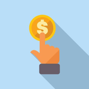 İşadamı üzerinde dolar işareti olan bir altın parayı işaret ediyor.