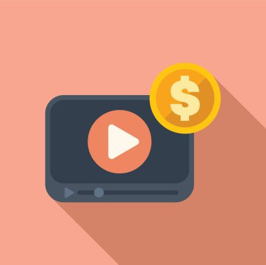 Video oynatıcı üzerinde bir dolar para olan bir çalma düğmesi gösteriyor, video yayınının monetizasyonu ile ilgili bir konsept görüntüde