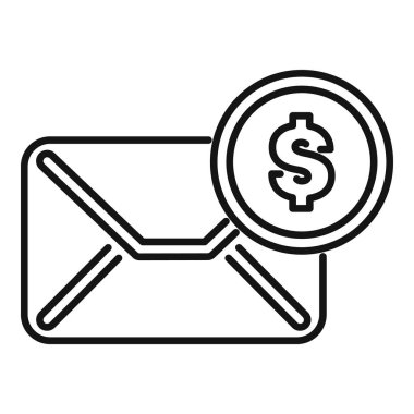Para transferini ya da mali soruşturmayı temsil eden bir dolar işareti gösteren bir zarfın çizgi resim simgesi