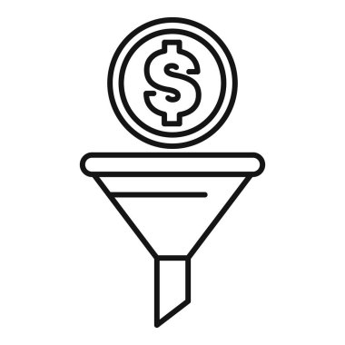 Dolar madeni para, satış hunisi ve kurşun üretimi kavramını temsil eden bir huninin içine gidiyor.