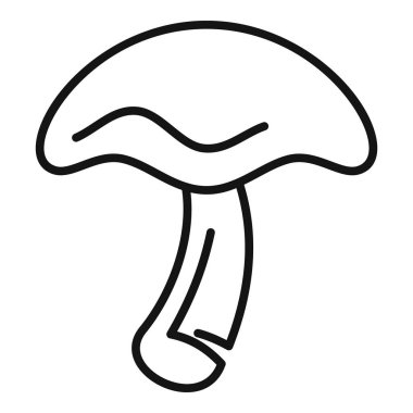 Kalın saplı ve dalgalı şapkalı basit bir mantar çizimi, doğa ve yemek temalı tasarımlar için idealdir.