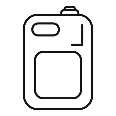 Beyaz arka planda izole edilmiş sıvılar için kapağı ve sapı olan plastik bir teneke kutu için siyah taslak simgesi