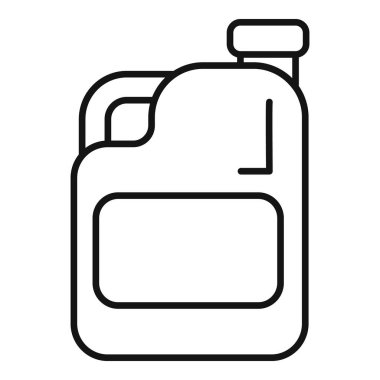 Sıvı deterjan, sabun, çamaşır suyu veya diğer temizlik ürünleri için kulplu büyük plastik bir şişenin çizgi biçimi simgesi