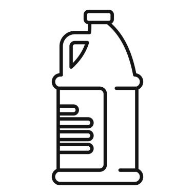 Beyaz arka planda izole edilmiş sıvı ürün içeren büyük plastik bir şişenin simgesi.