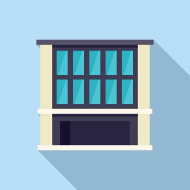 Gösterişli cepheli, geniş pencereli ve minimalist geometrik tasarımı olan modern bir ofis binası.