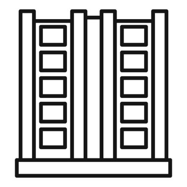 Birden fazla penceresi olan modern bir binanın simgesi.