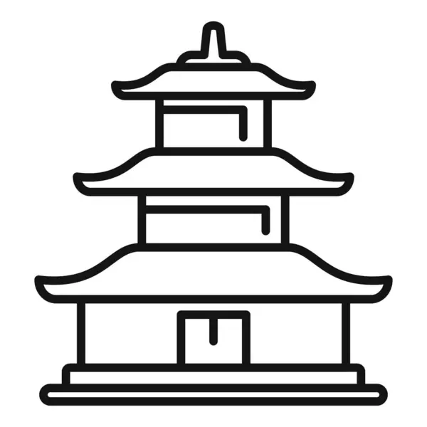 Stock vector Simple line drawing of a pagoda, a tiered tower with multiple eaves common in japan, china and other parts of asia