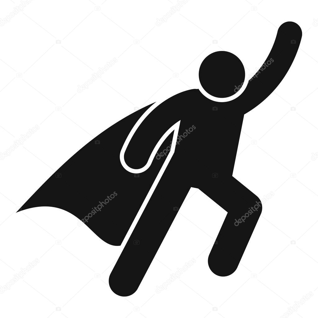 Stylized superhero running with cape waving in the wind