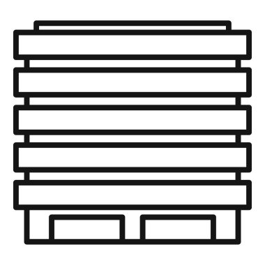 Boş bir ahşap paleti temsil eden taslak simgesi, genellikle depo ve lojistik ürünleri taşımak ve depolamak için kullanılır