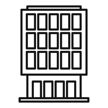 Modern ofis binasının dış cephesinin basit bir çizgisi çizimi. Şehir manzarası elementini temsil etmek için mükemmel.