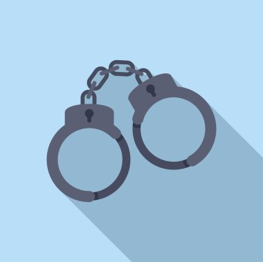 Bir çift metal kelepçe, mavi arka planda zincirli.