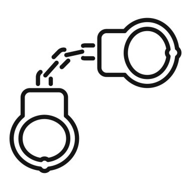 Bir çift kelepçenin çizgili sanat simgesi, güvenliği, emniyet teşkilatını ve adaleti temsil ediyor.