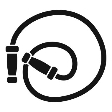 Deri kamçının basit siyah beyaz simgesi, çarpma ve çatırdama sesleri çıkaran bir alet.