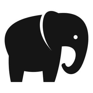 Yürüyen bir filin basit siyah silueti. Güç ve bilgeliği temsil etmek için mükemmel.