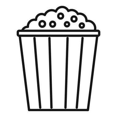 Patlamış mısır dolu bir patlamış mısır kovasının basit siyah beyaz çizimi, sinema için klasik bir atıştırmalık.