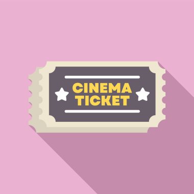 Sinema bileti pembe bir arka planda uzanıyor, uzun bir gölge bırakıyor.