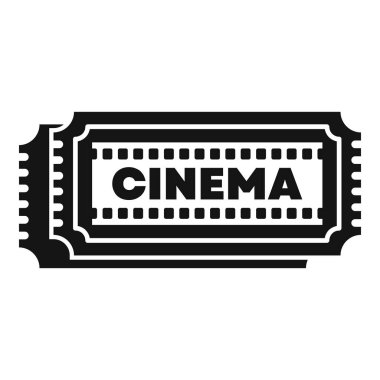 Sinema biletinin basit siyah-beyaz simgesi. Sinema salonuna giriş izni veriyor.