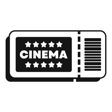 Bir sinema biletinin siyah-beyaz simgesi.