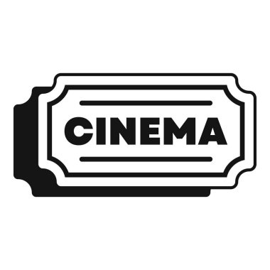 Black and white icon of a cinema ticket allowing entry to a movie theater for entertainment clipart