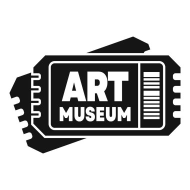 Bir sanat müzesine giriş izni veren iki biletlik siyah beyaz simge.